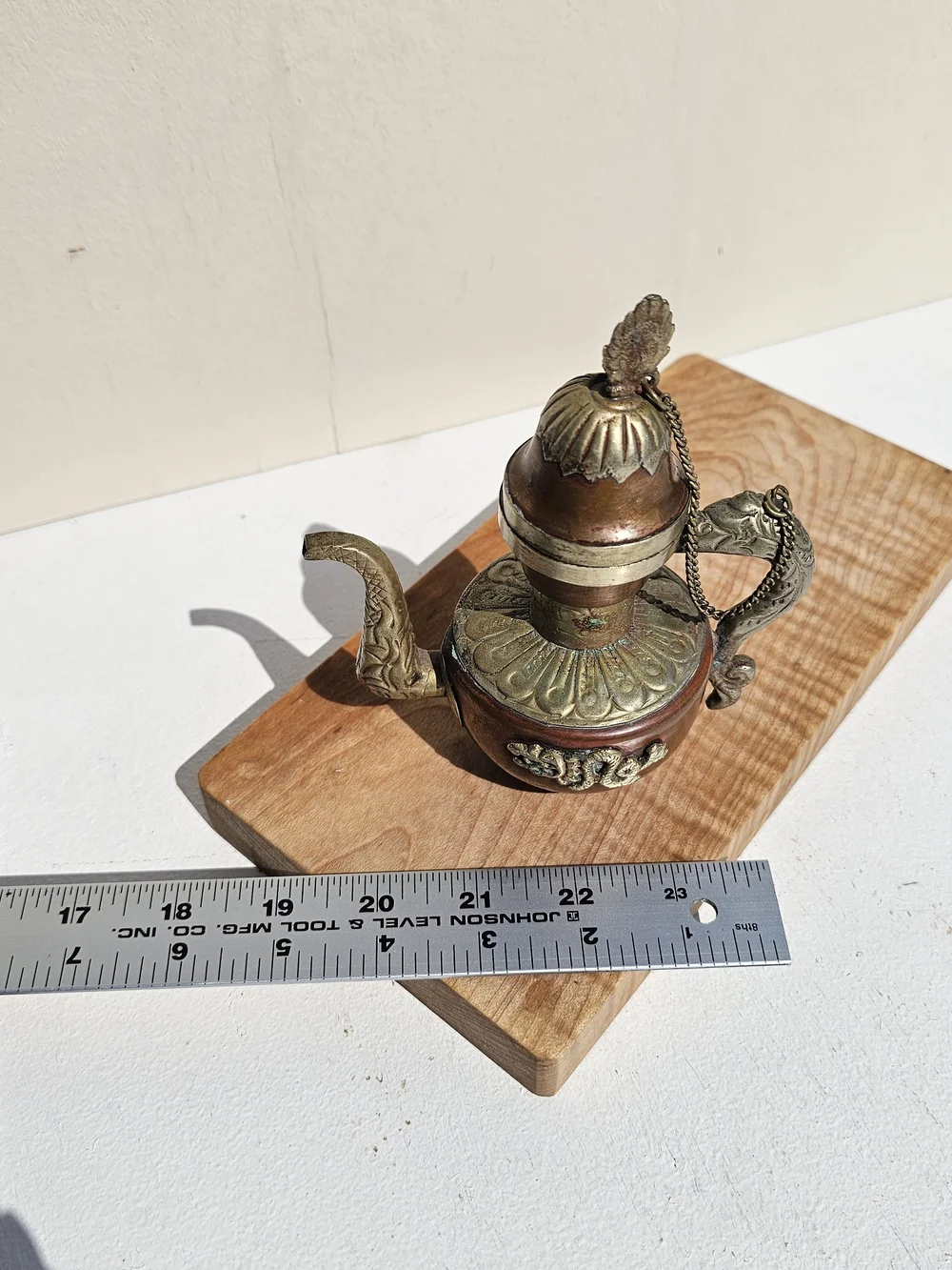 Vintage Tibetan Copper Silver Ewer Teapot Dragon Handle Elephant Pitcher